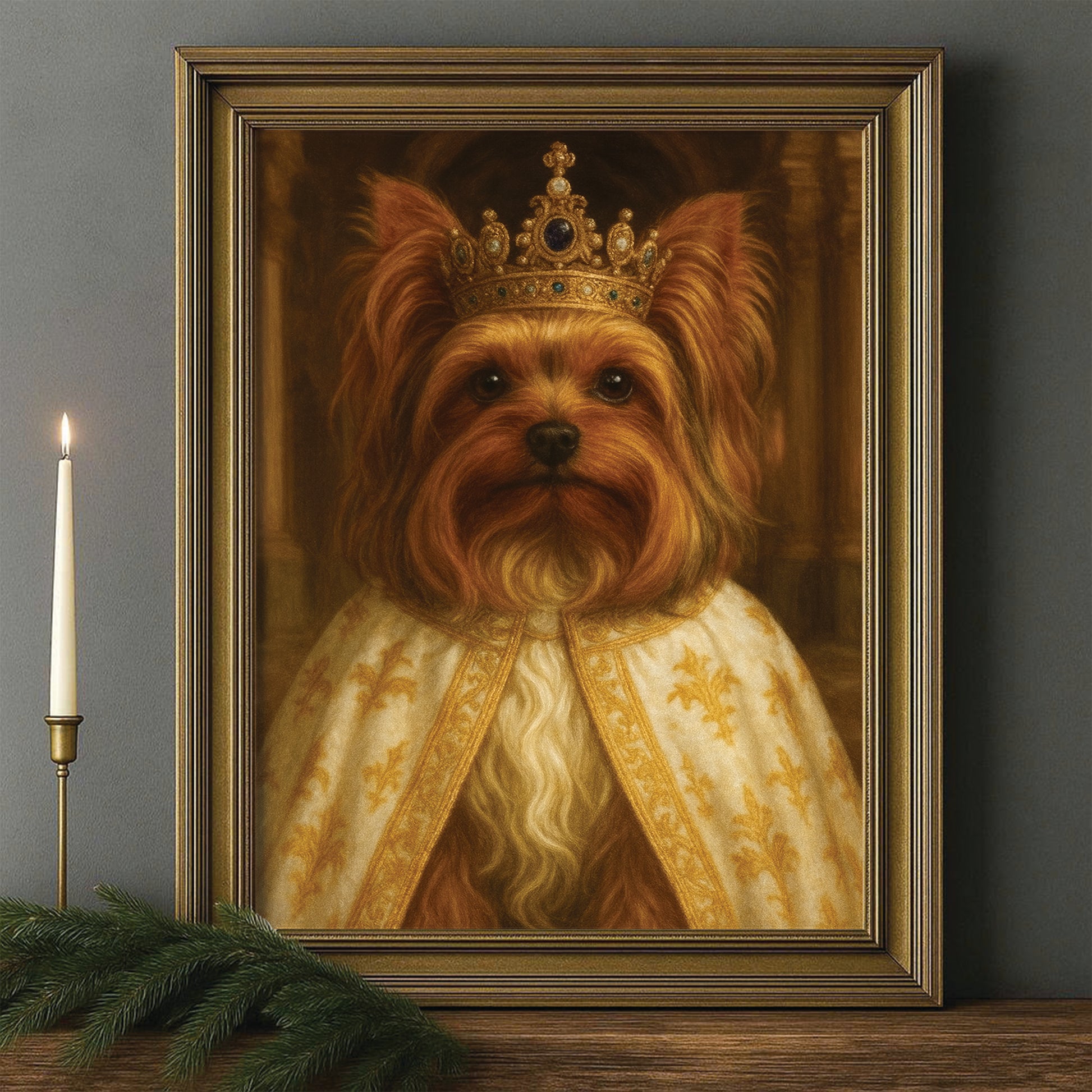 Custom Photo Dog Royal Style 07 Canvas Framed Wall Art Gift For Dog Lovers