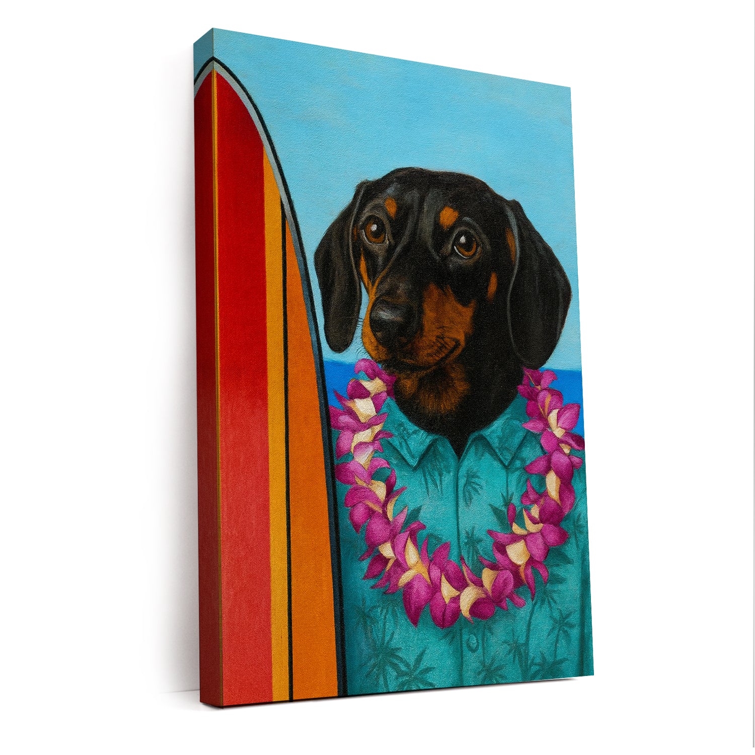 Custom Photo Surfer Dog Canvas Gift For Dog Lovers