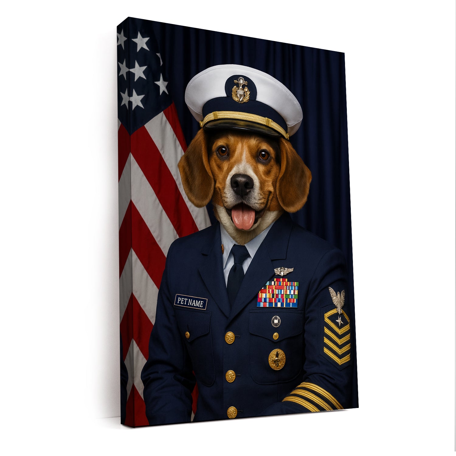 Custom Dog Photo Us Navy Canvas _ Gift For Dog Lovers