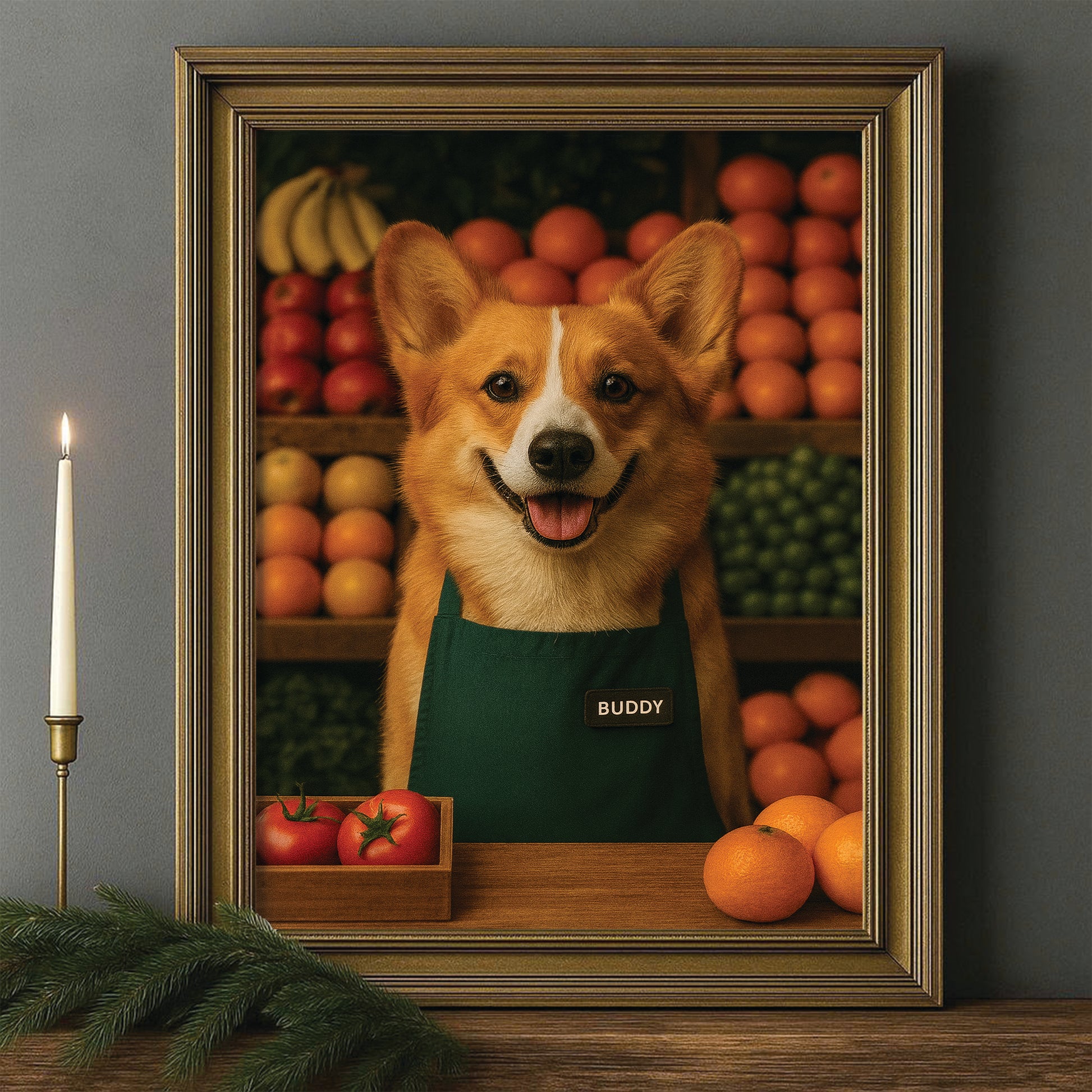 Custom Photo Grocer Store Dog Canvas Framed Wall Art Gift For Dog Lovers