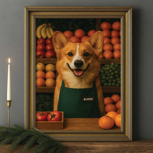 Custom Photo Grocer Store Dog Canvas Framed Wall Art Gift For Dog Lovers