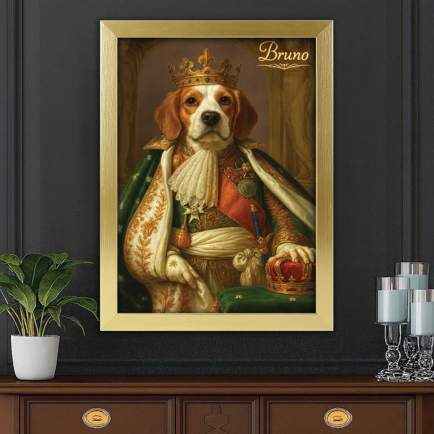 Custom Photo Napoleon Dog Canvas Framed Wall Art Gift For Dog Lovers