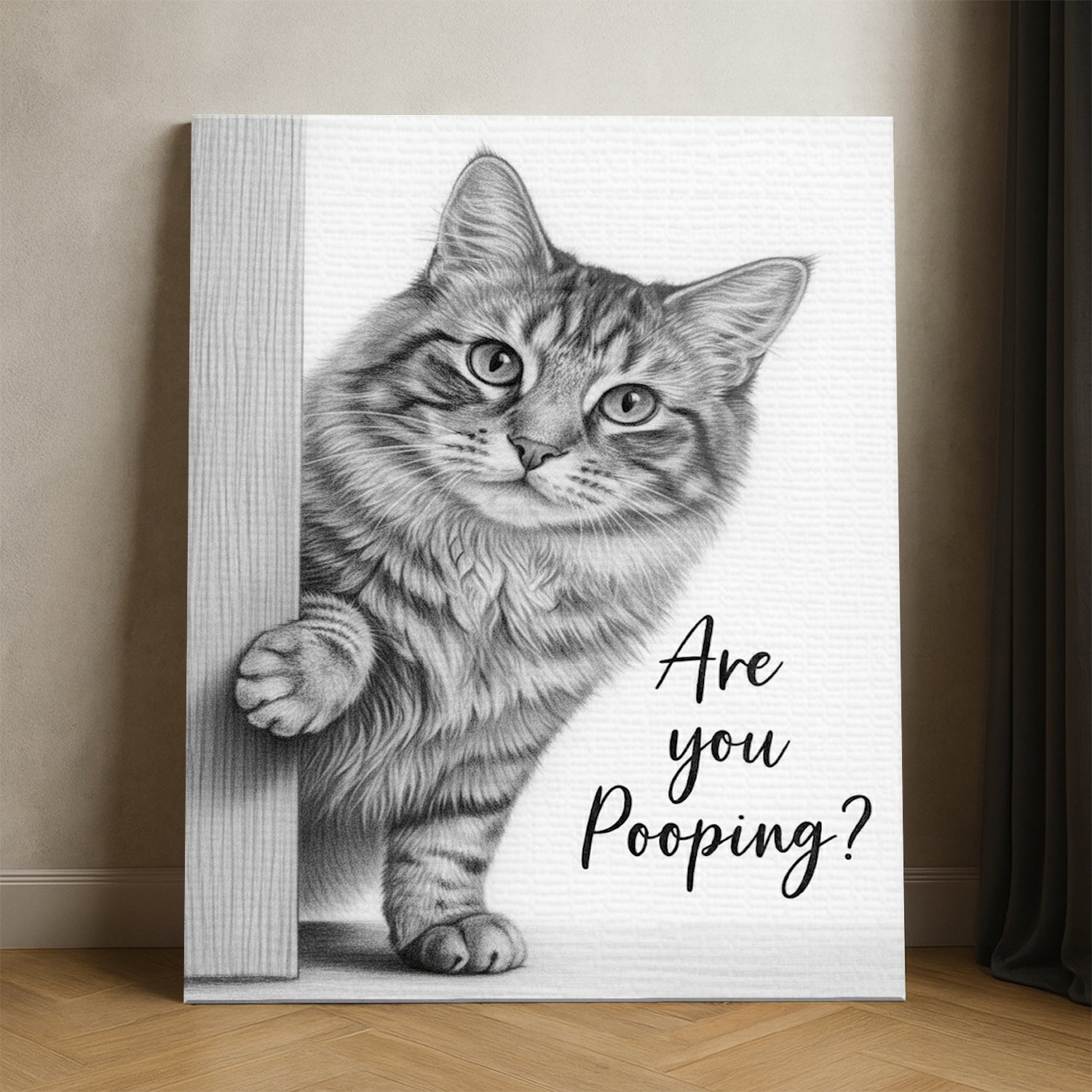 Custom Photo Cat Bathroom Canvas Gift For Cat Lover