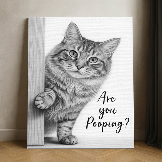 Custom Photo Cat Bathroom Canvas Gift For Cat Lover