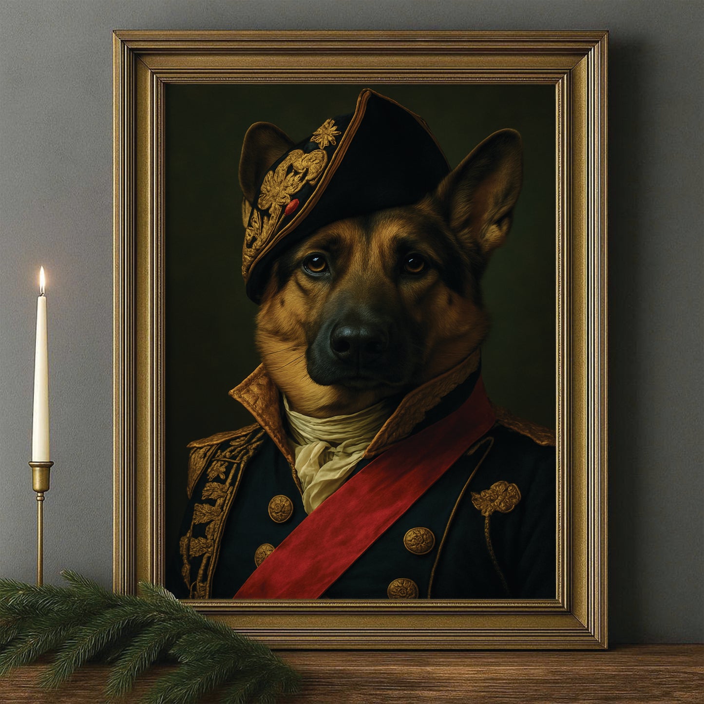 Custom Photo Portrait Royal Dog Canvas Framed Wall Art Gift For Dog Lovers