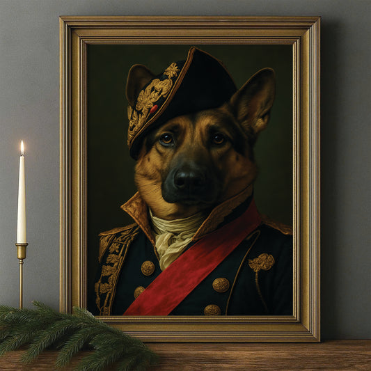 Custom Photo Portrait Royal Dog Canvas Framed Wall Art Gift For Dog Lovers