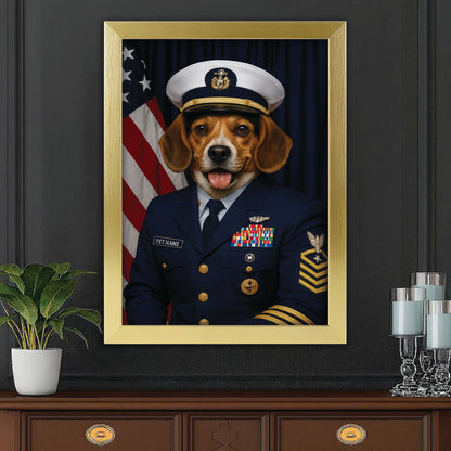 Custom Dog Photo Us Navy Canvas Framed Wall Art Framed Wall Art _ Gift For Dog Lovers