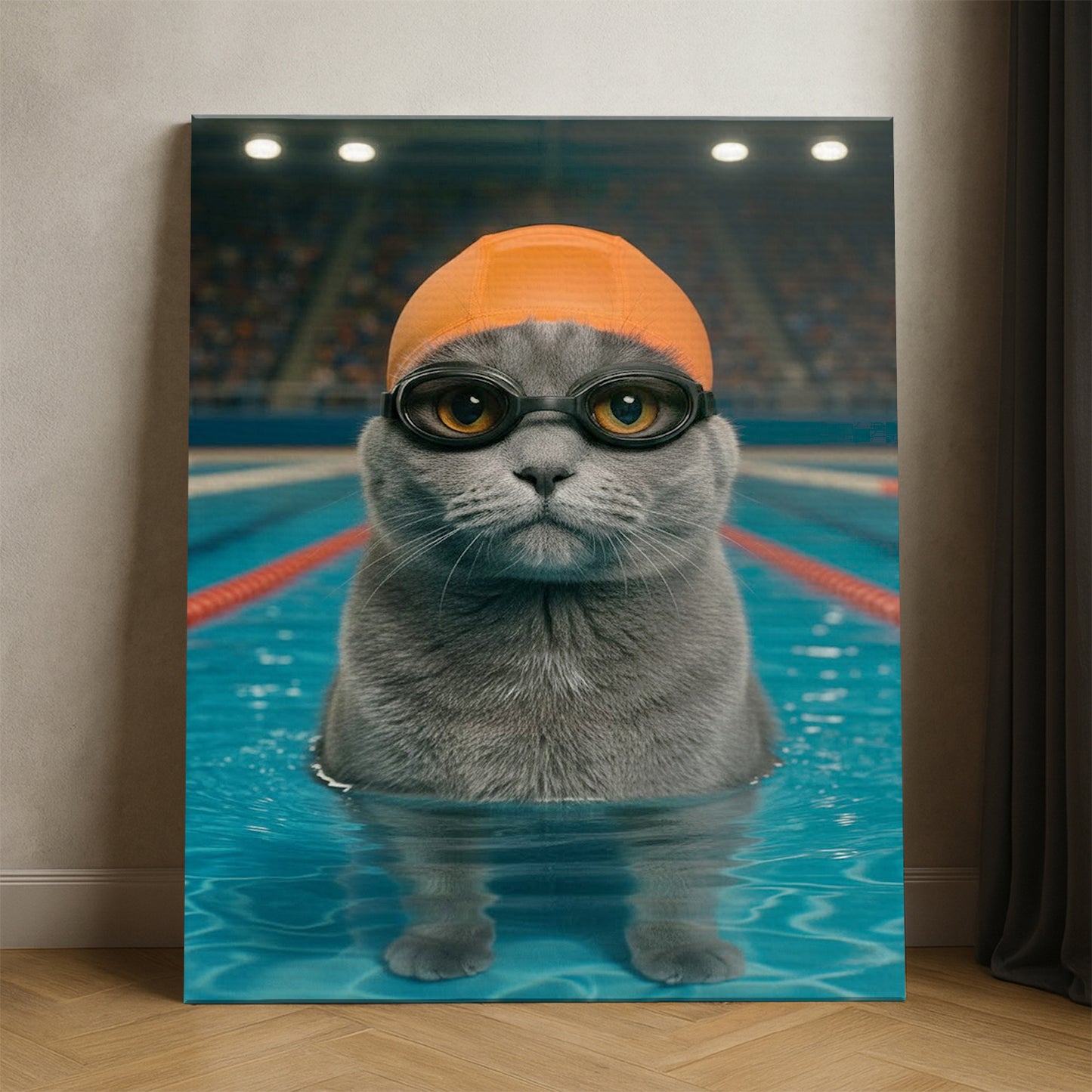 Custom Photo Swimmer  2 Cat Canvas Gift For Cat Lovers