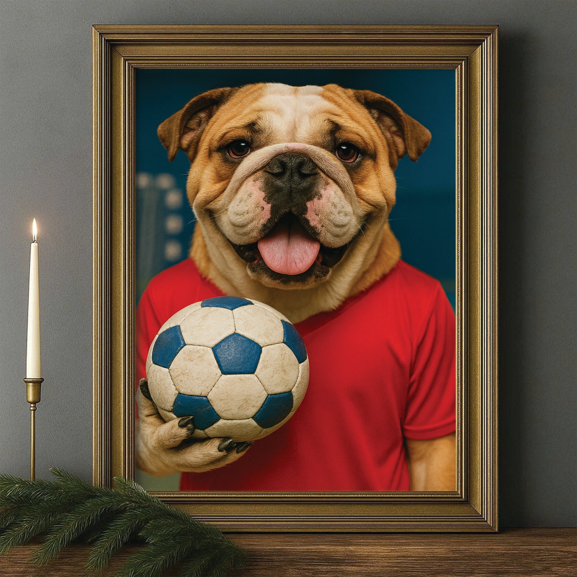 Custom Photo Handball Dog Canvas Framed Wall Art