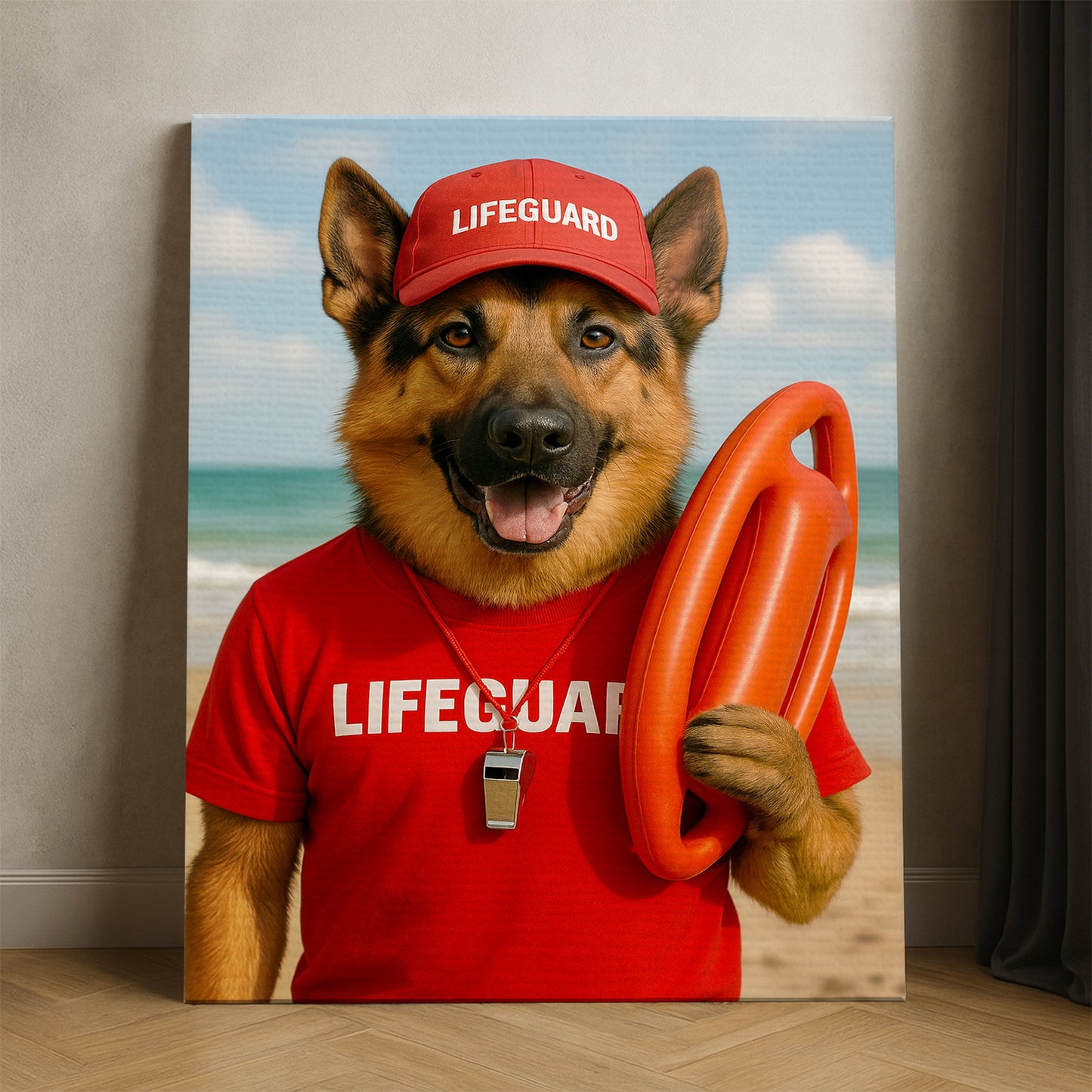 Custom Photo Lifeguard Dog Canvas Gift For Dog Lovers