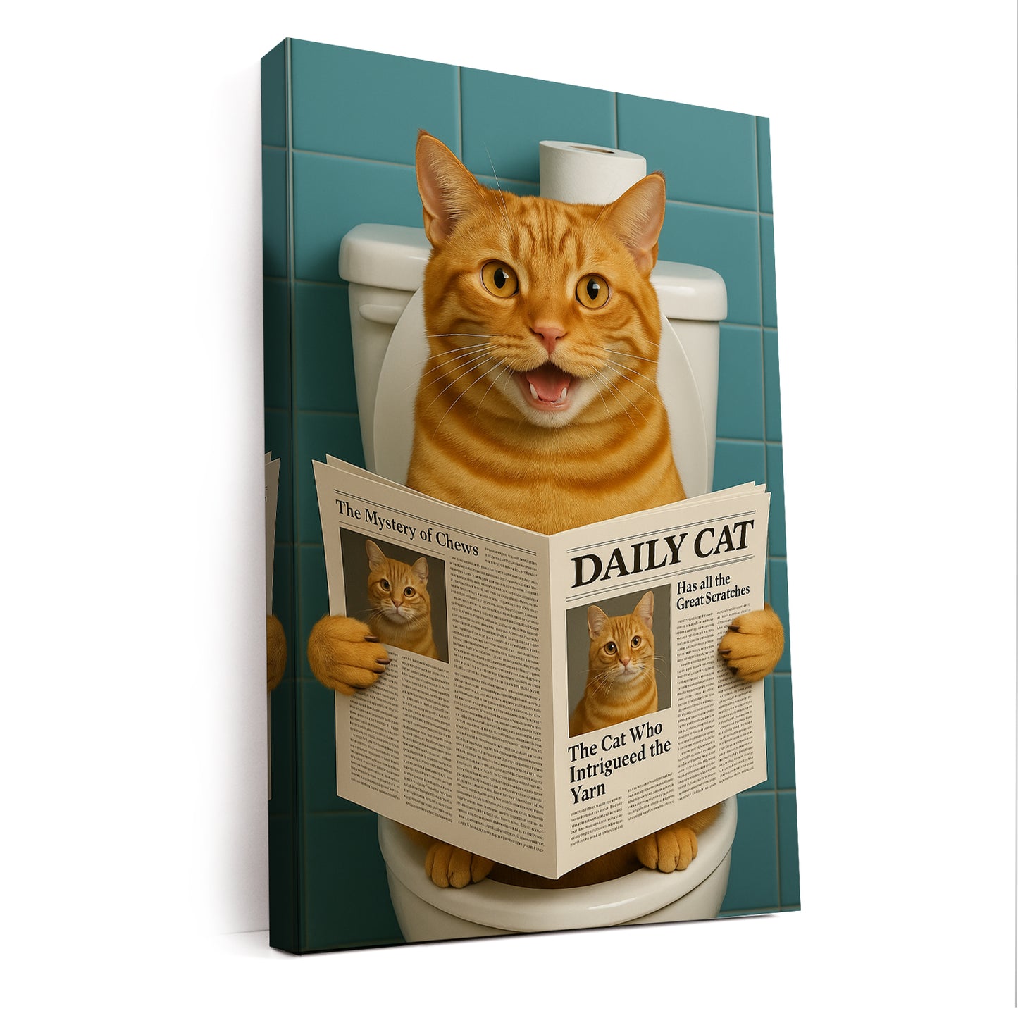 Custom Photo Cat Toilet Bathroom Canvas Wall Art