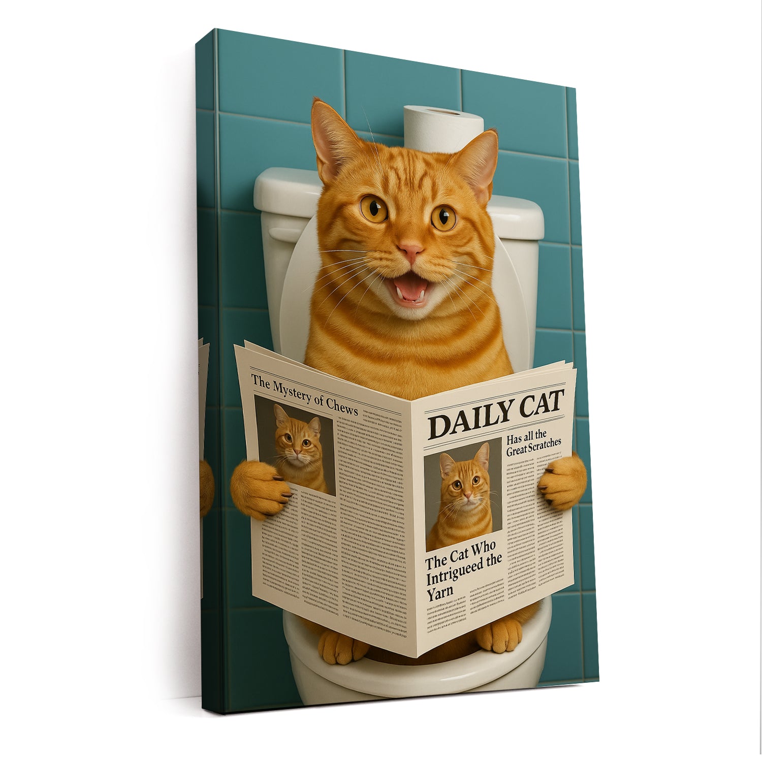 Custom Photo Cat Toilet Bathroom Canvas Wall Art
