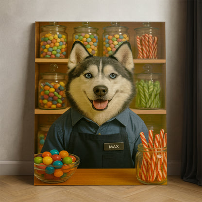 Custom Photo Candy Shop Dog Canvas Gift For Dog Lovers