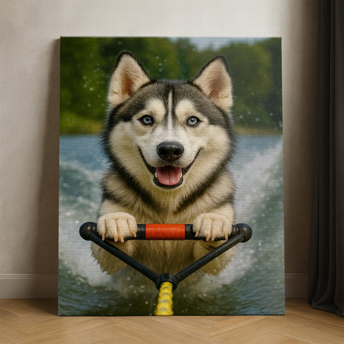 Custom Photo Water Ski Dog Canvas Gift For Dog Lovers