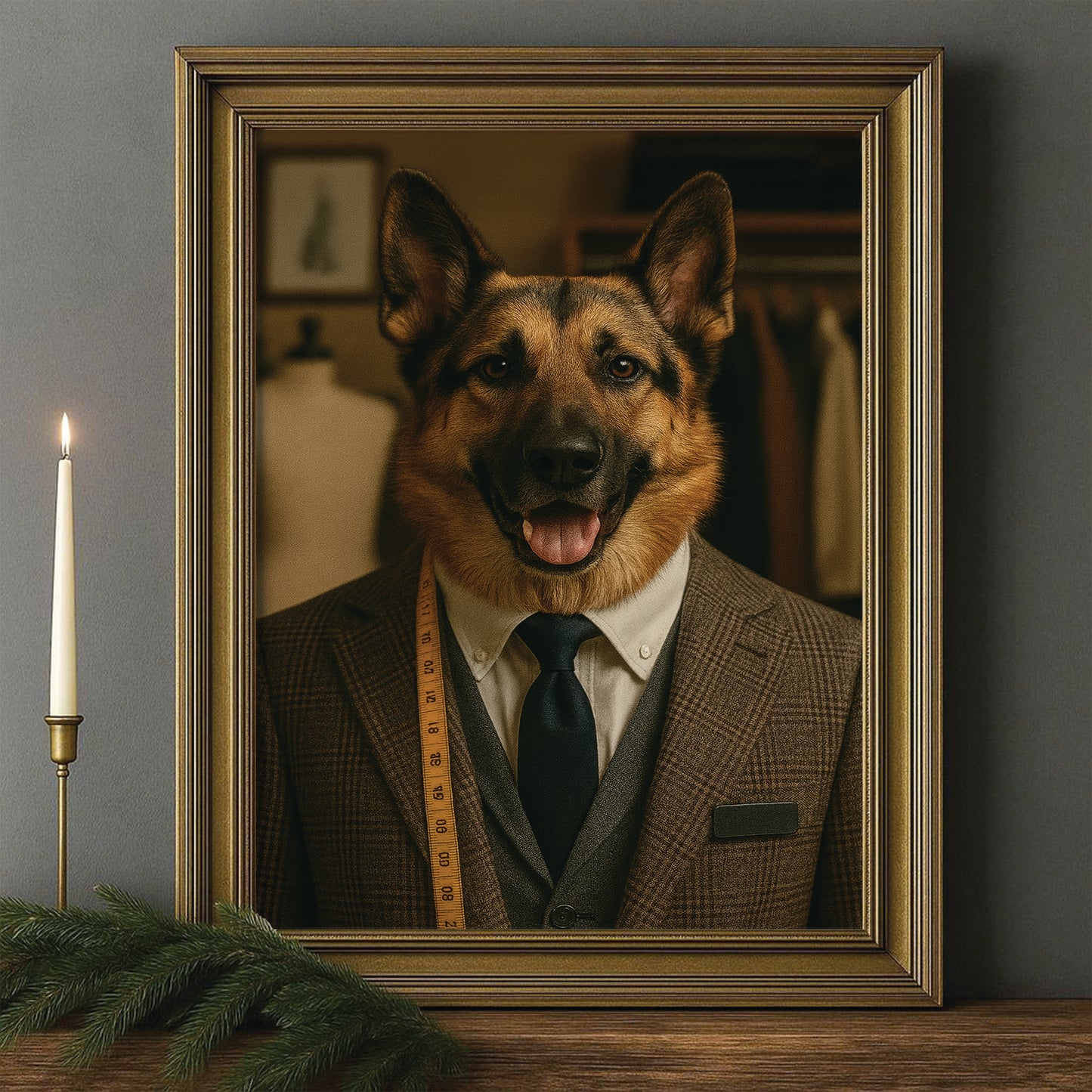 Custom Photo Tailor Dog Canvas Framed Wall Art Gift For Dog Lovers