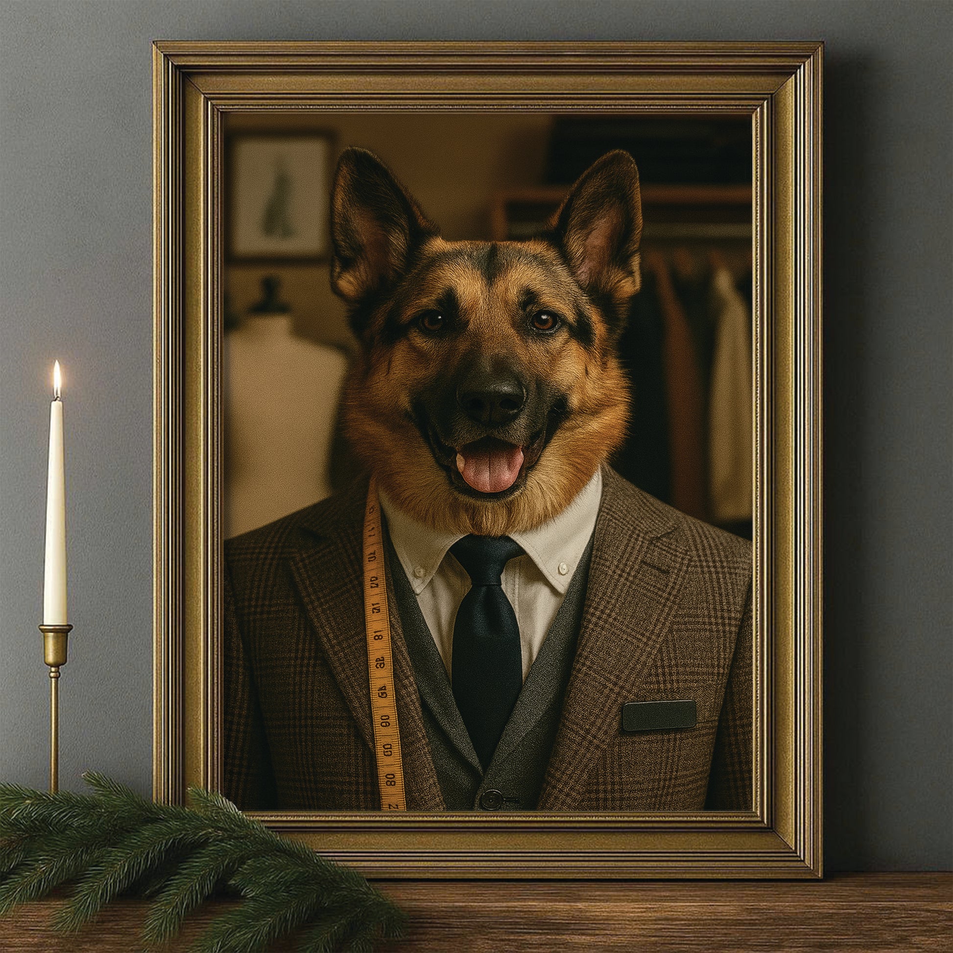 Custom Photo Tailor Dog Canvas Framed Wall Art Gift For Dog Lovers