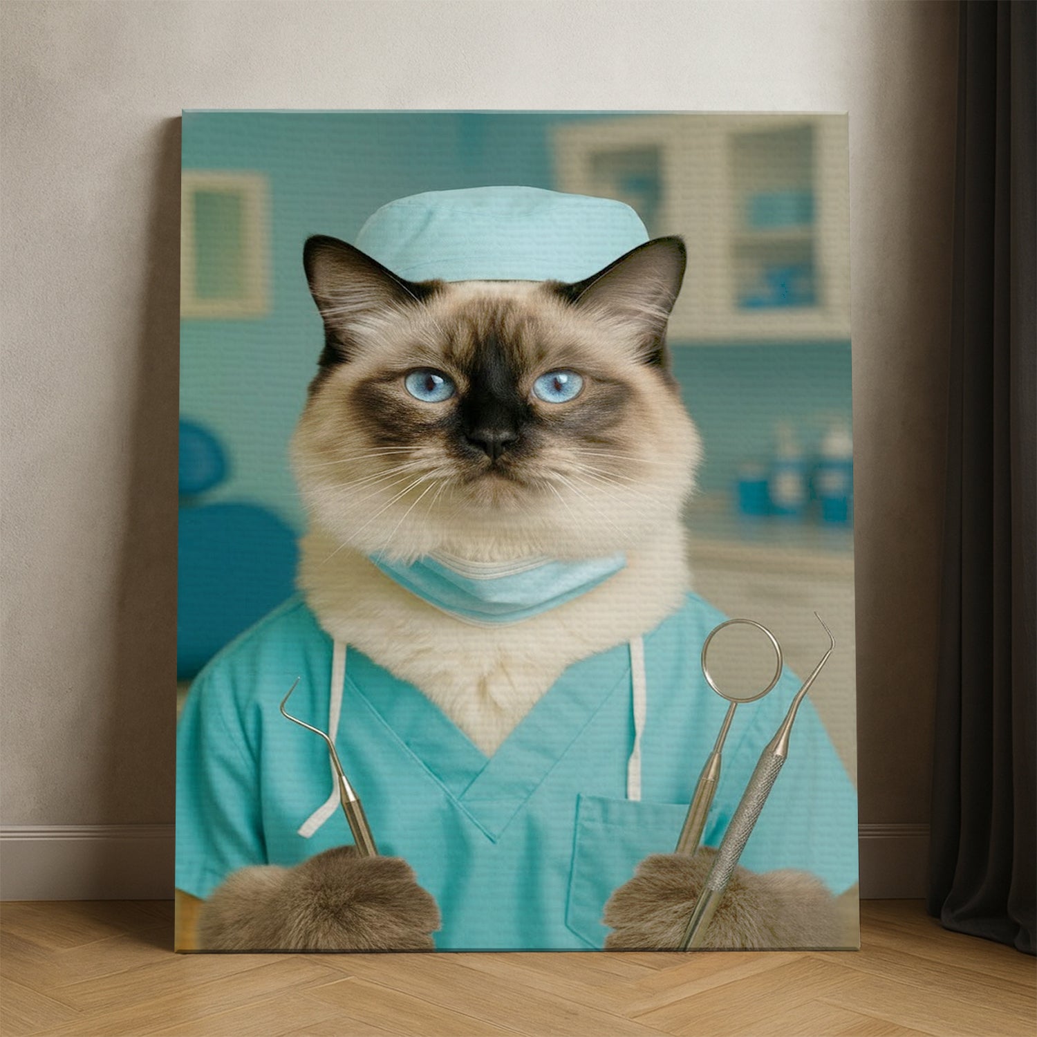 Custom Photo Dentist Cat Canvas Gift For Cat Lover
