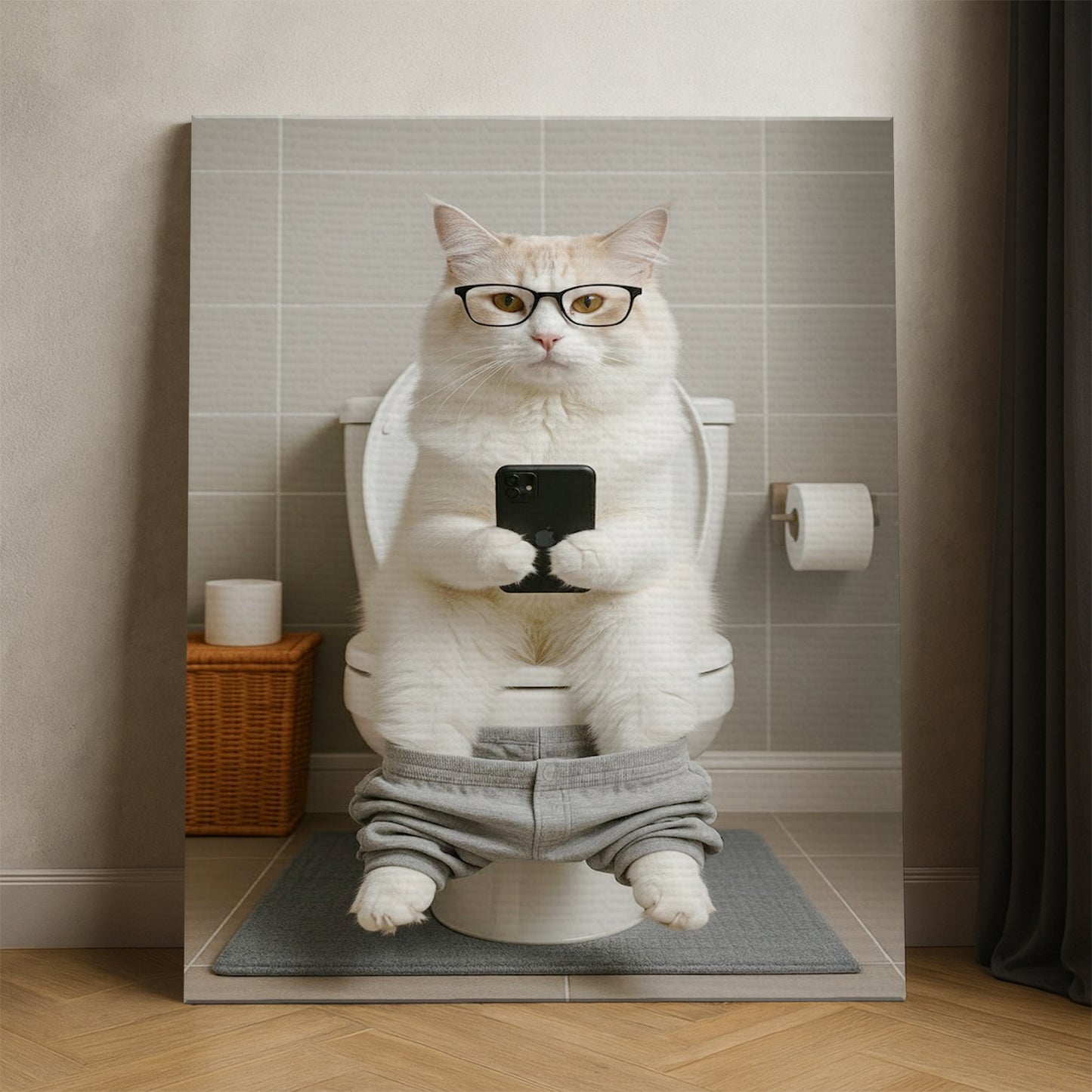 Custom Photo Cat Bathroom Style 15 Canvas Gift For Cat Lovers