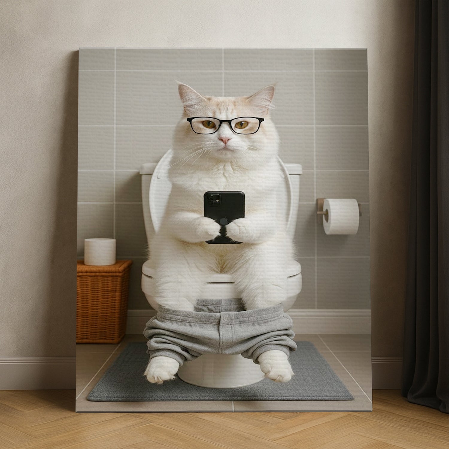 Custom Photo Cat Bathroom Style 15 Canvas Gift For Cat Lovers