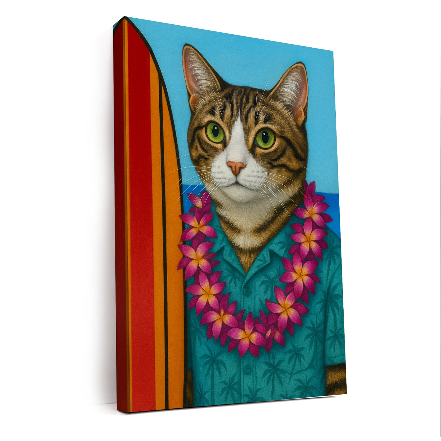 Custom Photo Surfer Cat Canvas Gift For Cat Lovers