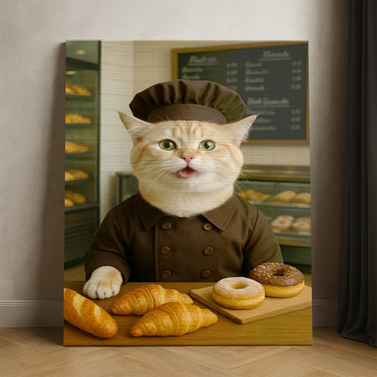 Custom Photo Baker Corgi Cat Canvas Gift For Cat Lovers