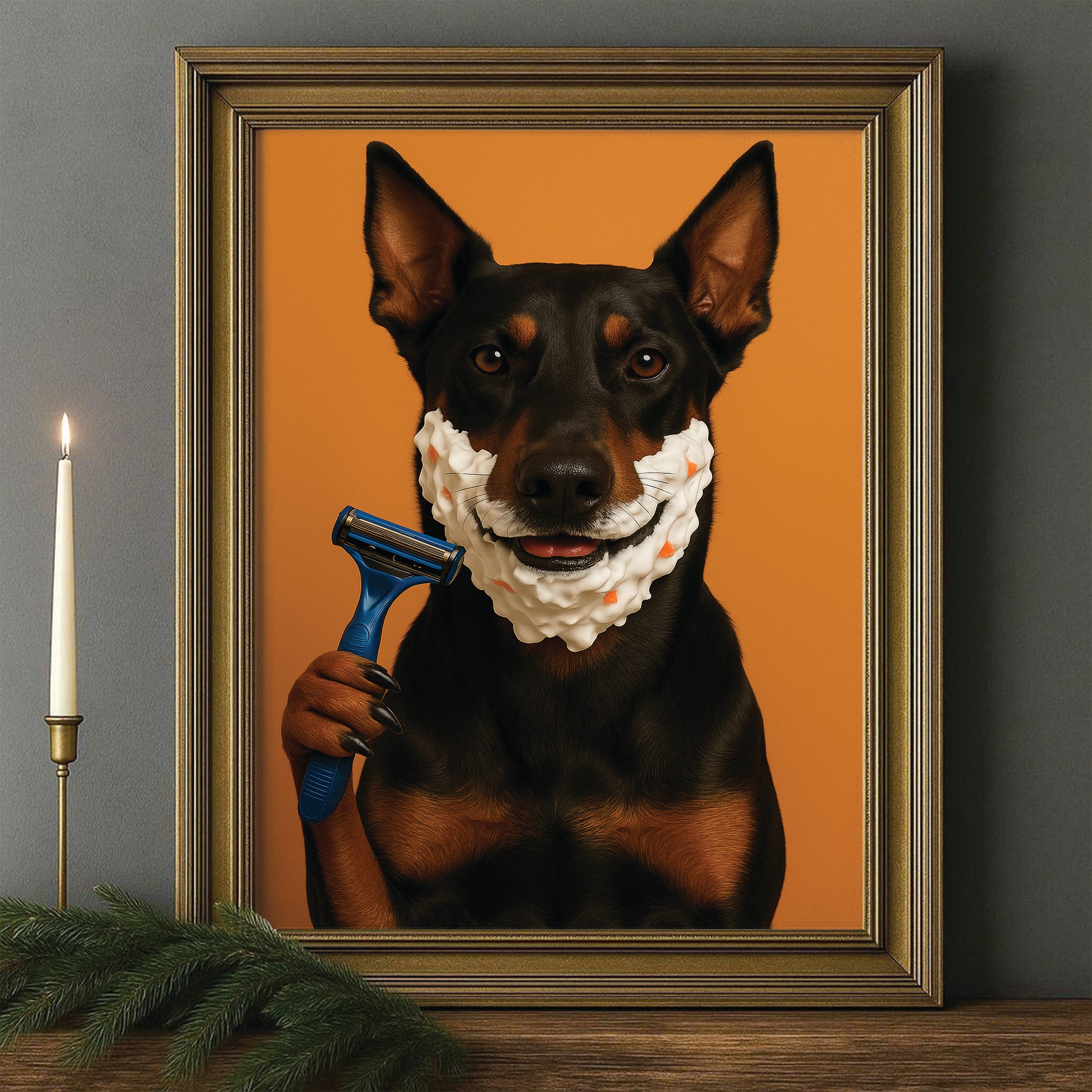 Custom Photo Dog Bathroom Style 36 Canvas Framed Wall Art Gift For Dog Lovers