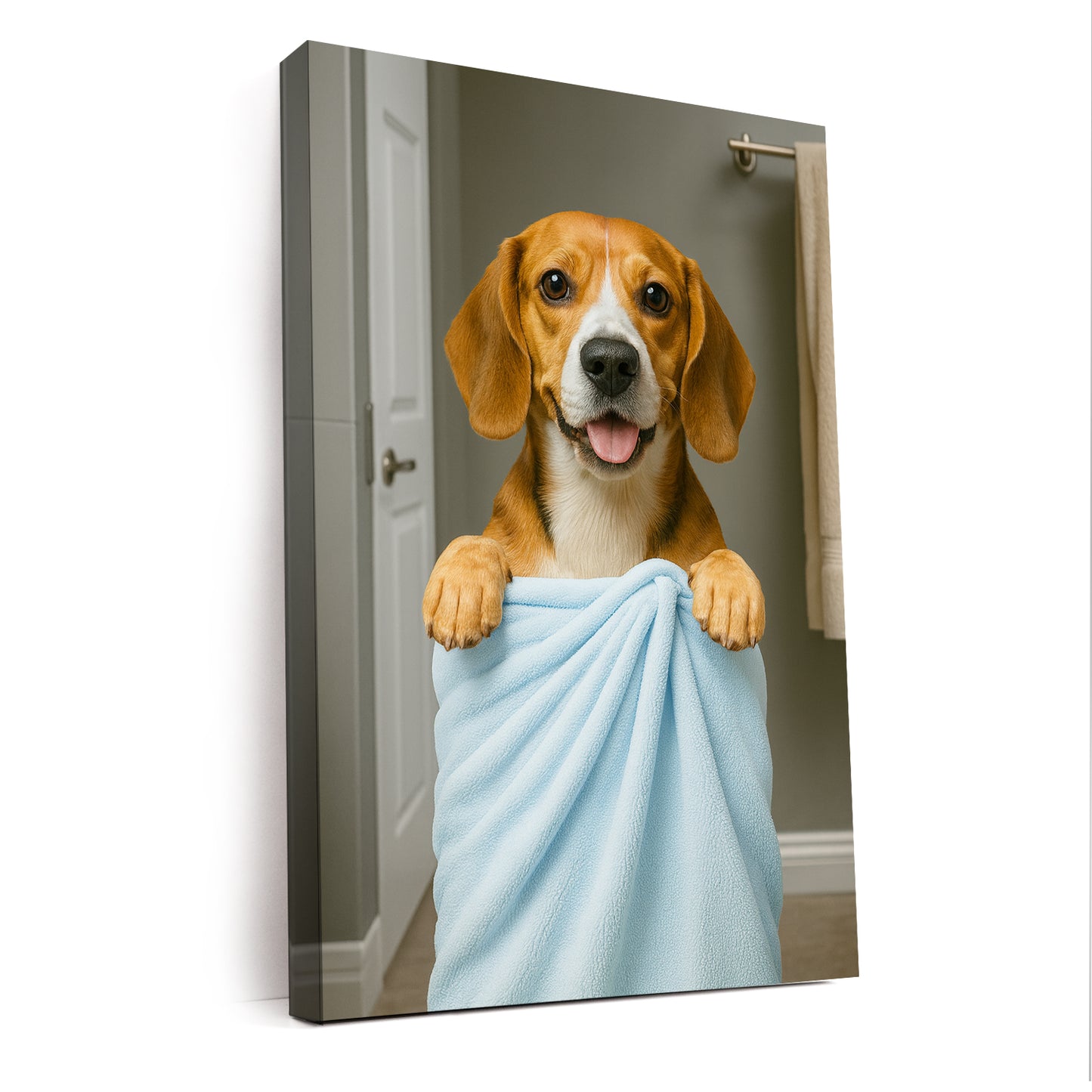 Custom Dog Photo In Bathroom Canvas Dog Lover Gifts