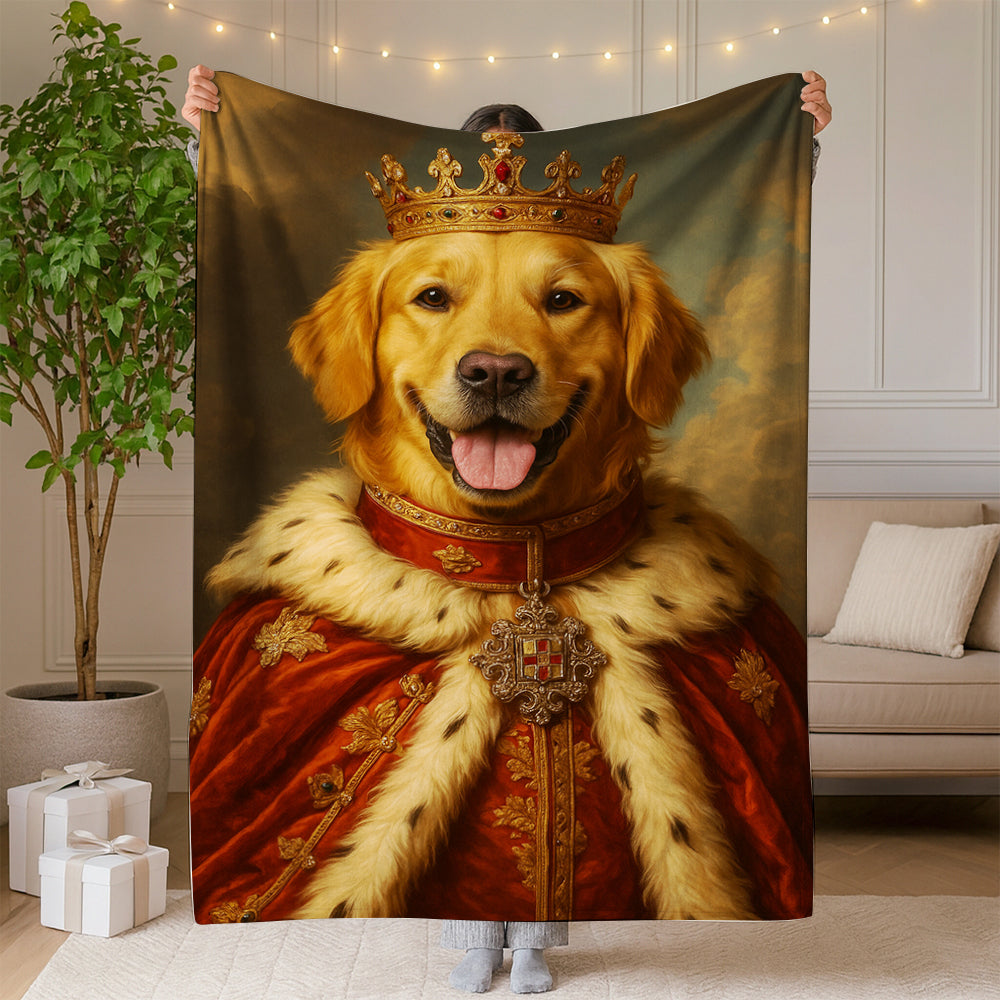 Custom Photo Dog Royal Pet King Portrait Blanket Gift For Dog Lover