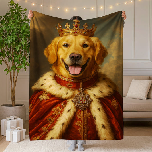 Custom Photo Dog Royal Pet King Portrait Blanket Gift For Dog Lover