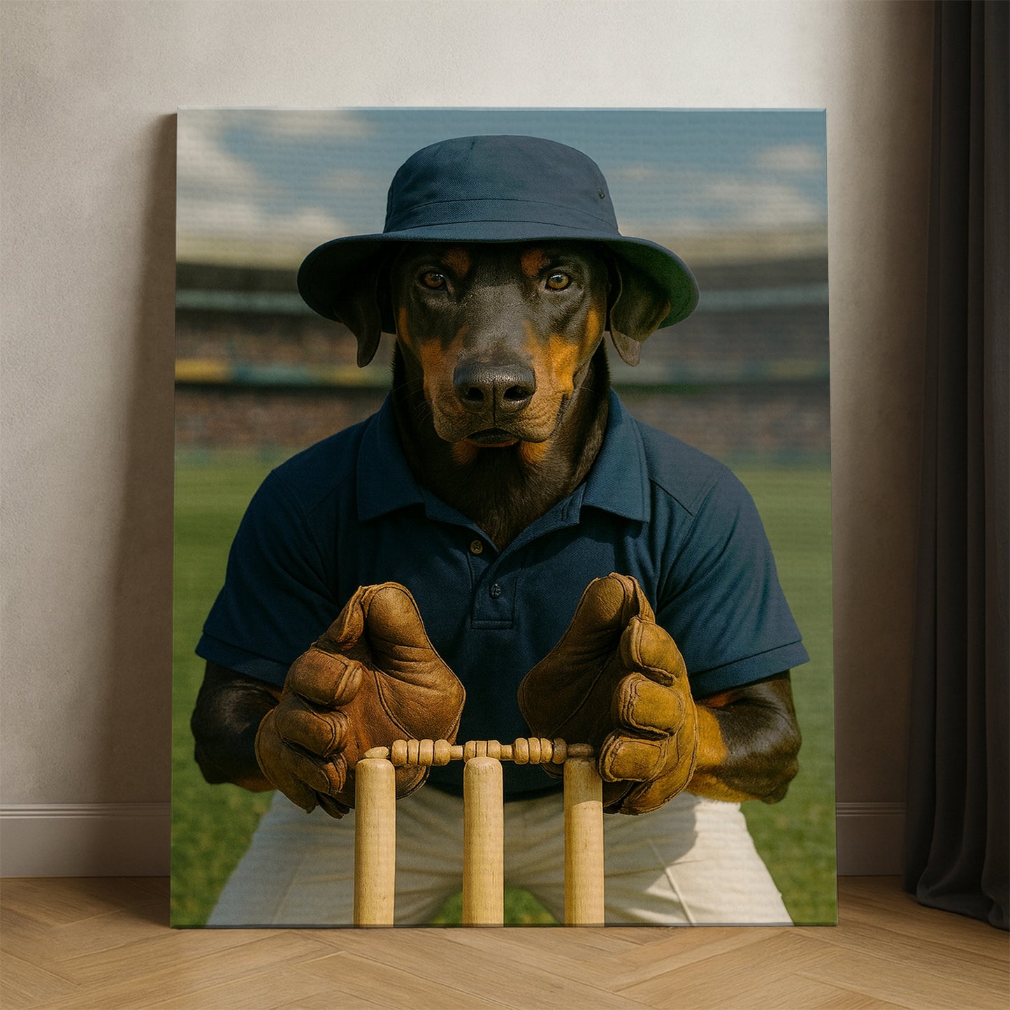 Custom Photo Cricket Player 2 Dog Canvas Gift For Dog Lovers