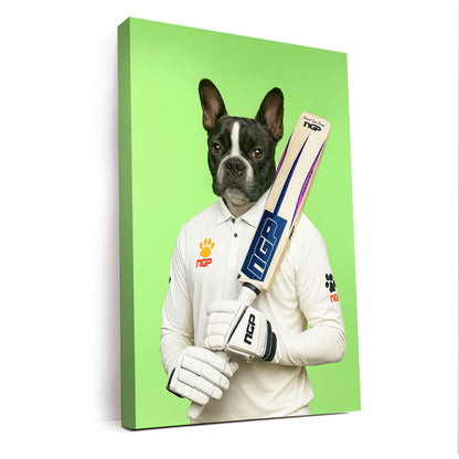 Custom Photo Cricketer Dog Canvas Gift For Dog Lovers