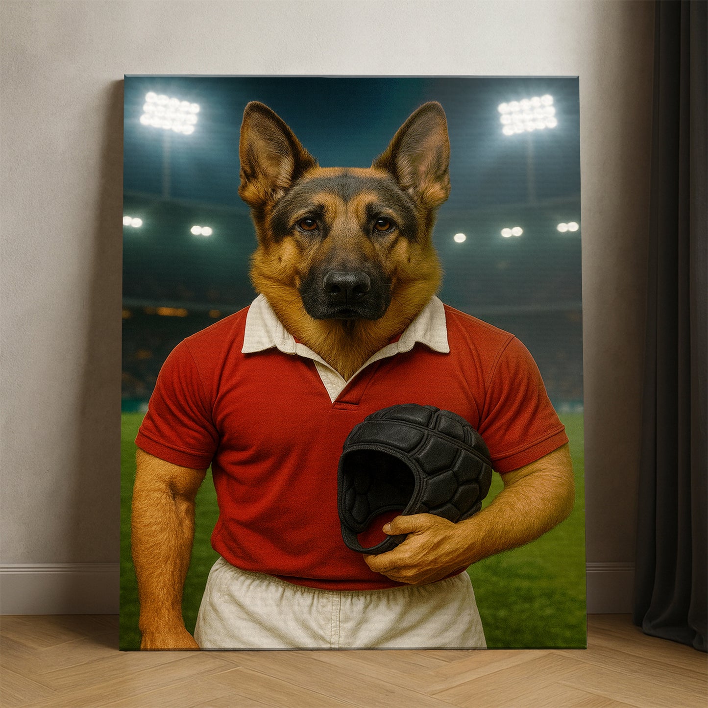 Custom Photo Rugby Player 2 Dog Canvas Gift For Dog Lovers