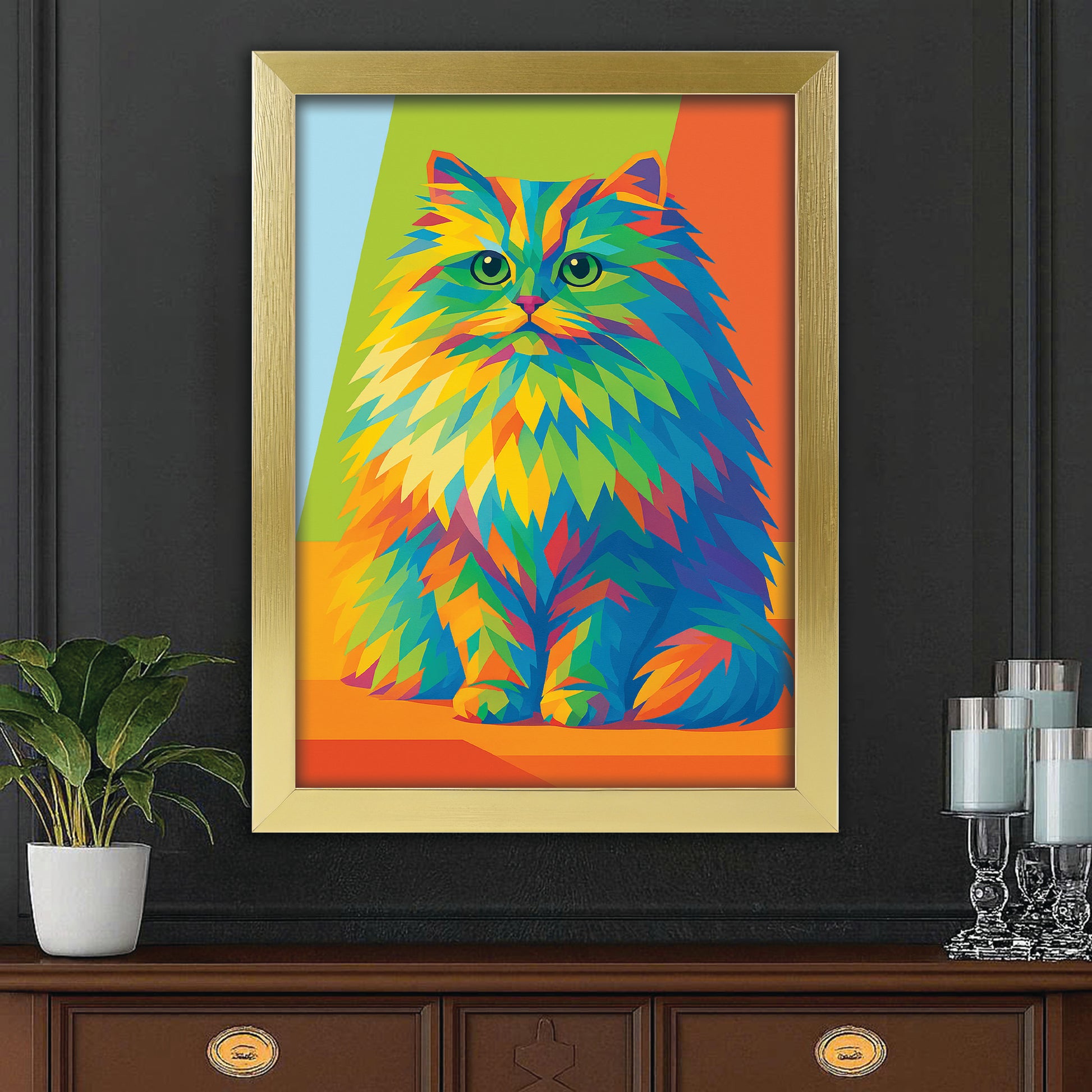 Custom Photo Pop Art Canvas Framed Wall Art Gift For Cat Lovers