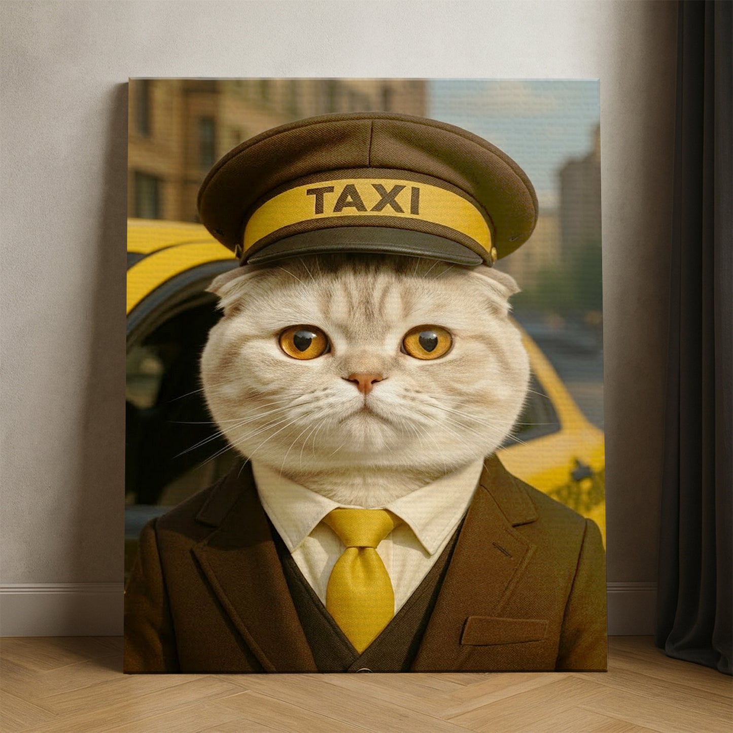 Custom Photo Taxi Driver Cat Canvas Gift For Cat Lovers