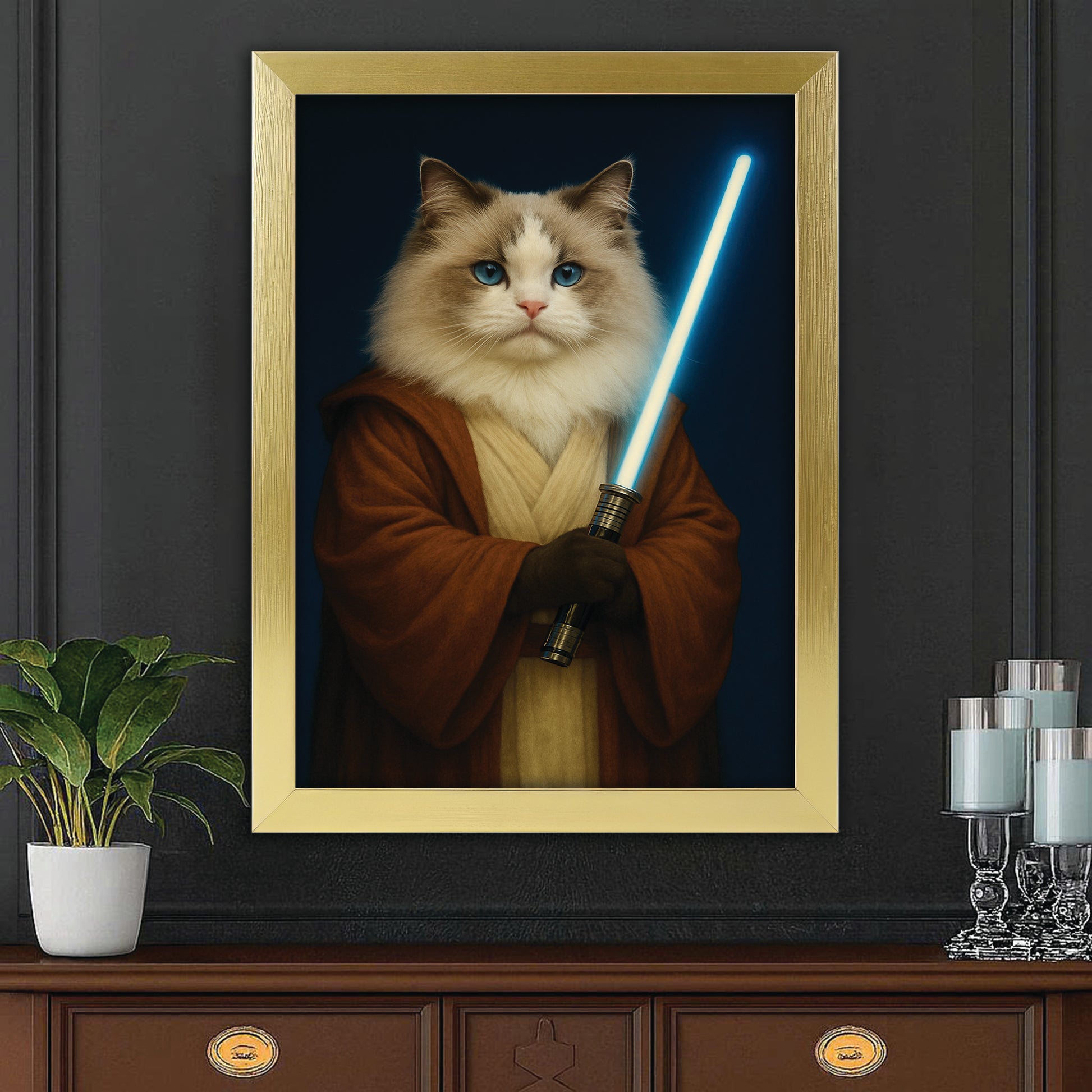 Custom Photo Master Paw Cat Canvas Framed Wall Art Gift For Cat Lovers