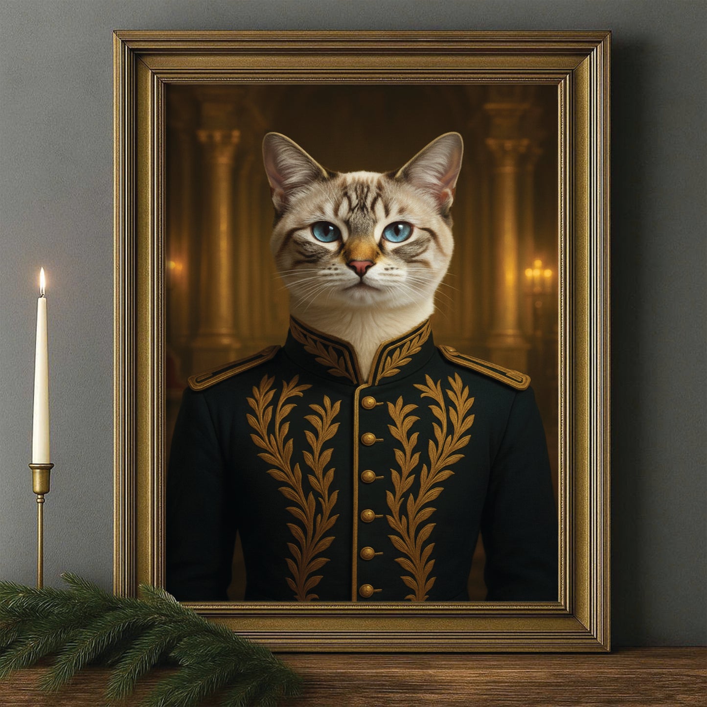 Custom Photo Cat Royal Style 10 Canvas Framed Wall Art Gift For Cat Lovers