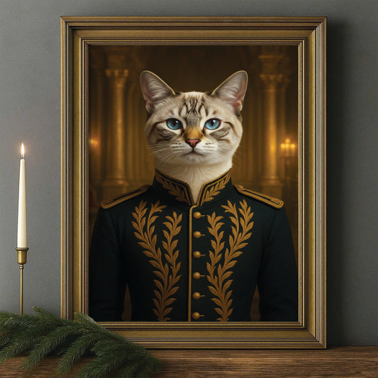 Custom Photo Cat Royal Style 10 Canvas Framed Wall Art Gift For Cat Lovers