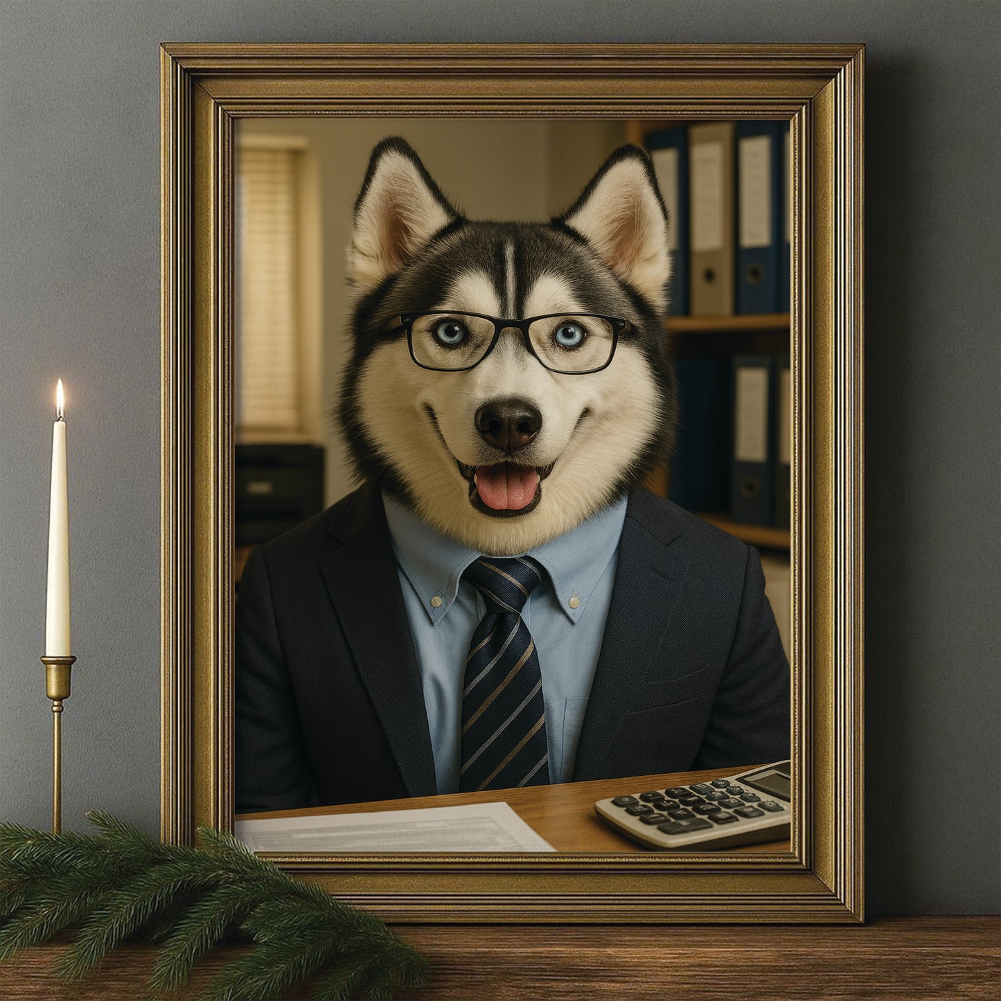 Custom Photo Accountant Dog Canvas Framed Wall Art Gift For Dog Lovers