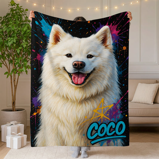 Custom Pet Portrait Contemporary Blanket For Dog Lover