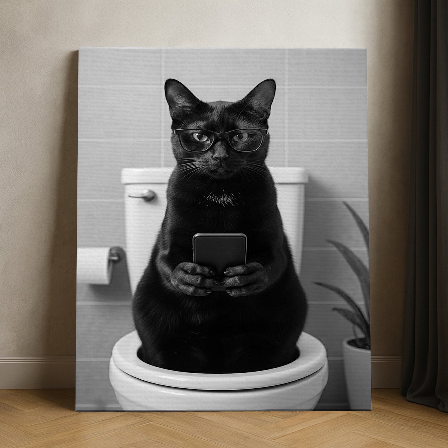 Custom Photo Cat Bathroom Style 14 Canvas Gift For Cat Lovers