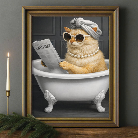 Custom Photo Cat Bathroom Style 9 Canvas Framed Wall Art Gift For Cat Lovers