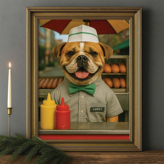Custom Photo Hot Dog Canvas Framed Wall Art Gift For Dog Lovers