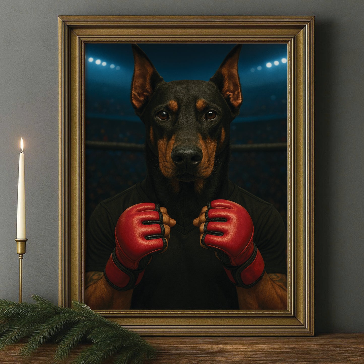 Custom Photo Mma Dog Canvas Framed Wall Art Gift For Dog Lovers