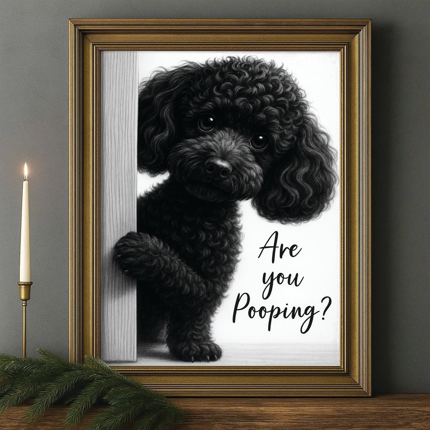 Custom Photo Dog Bathroom Canvas Framed Wall Art Gift For Dog Lover