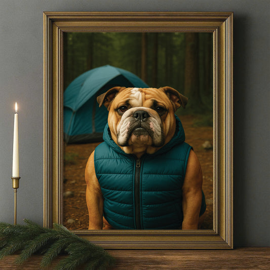 Custom Photo Dog Camping Canvas Framed Wall Art Gift For Dog Lovers