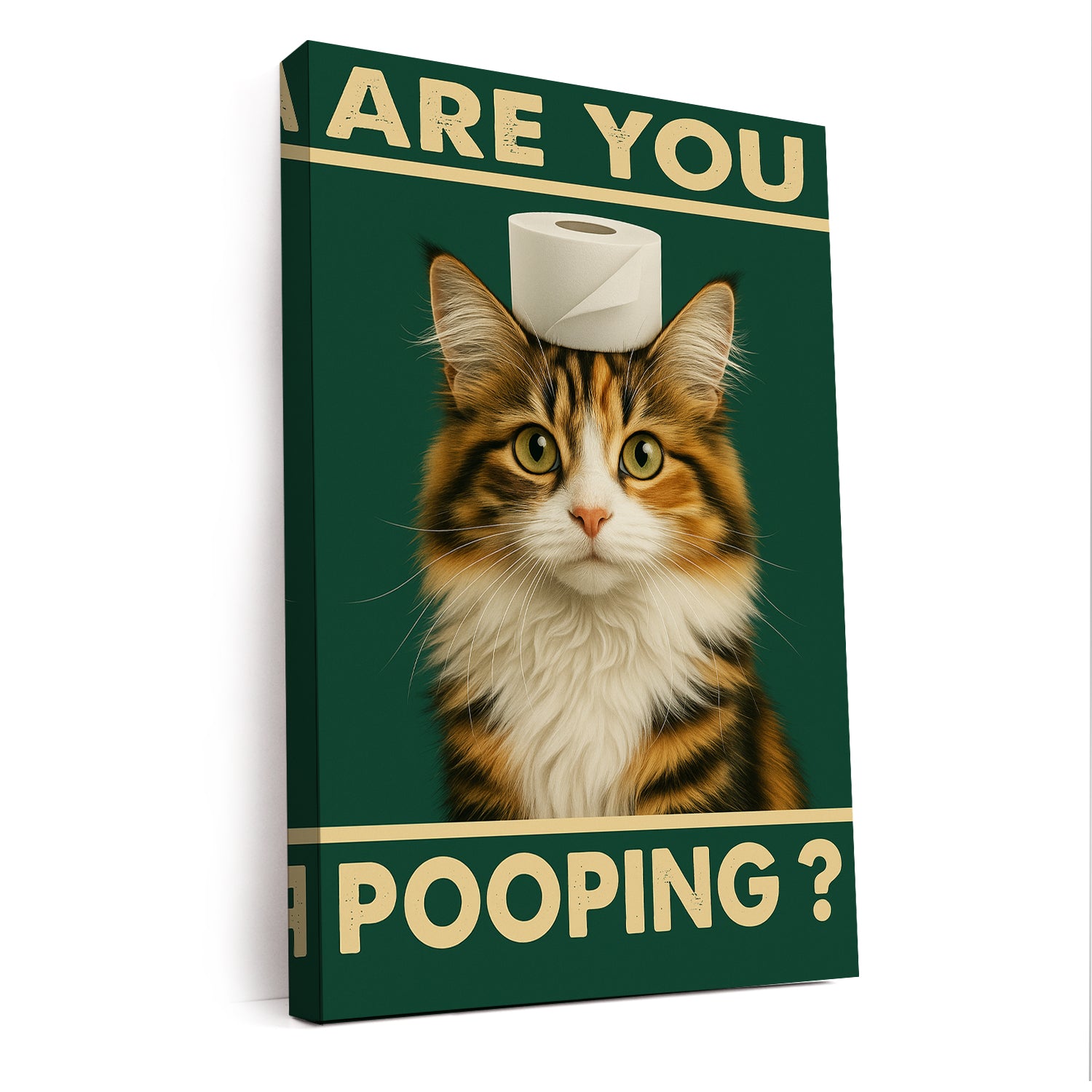 Custom Photo Funny Cat In Bathroom Canvas