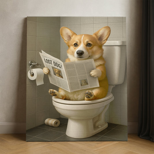 Custom Photo Bathroom Dog Canvas Gift For Dog Lovers