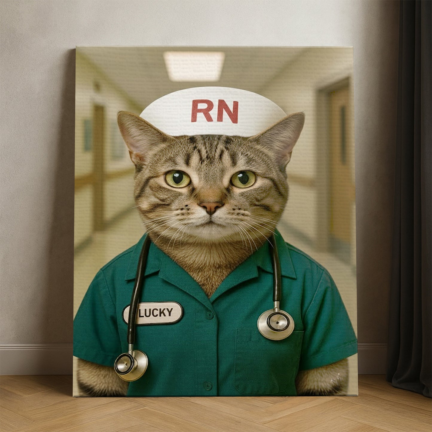 Custom Photo Registed Nurse Cat Canvas Gift For Cat Lovers