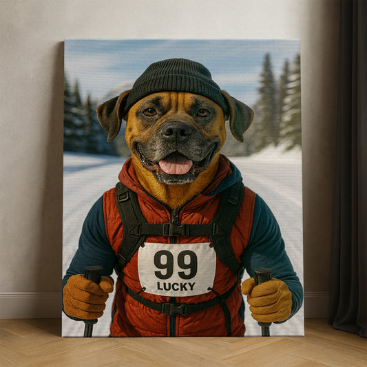 Custom Photo Cross Country Ski Dog Canvas Gift For Dog Lovers