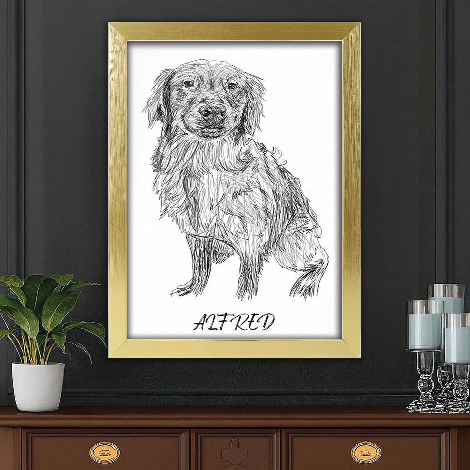 Custom Photo Dog Pencil Art